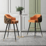 Modern Upholstered Tufted Faux Leather Counter Bar Stool Image - 5