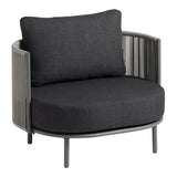 Modern UV Resistant Curved Metal Frame Black Patio Sofa Set Image - 3