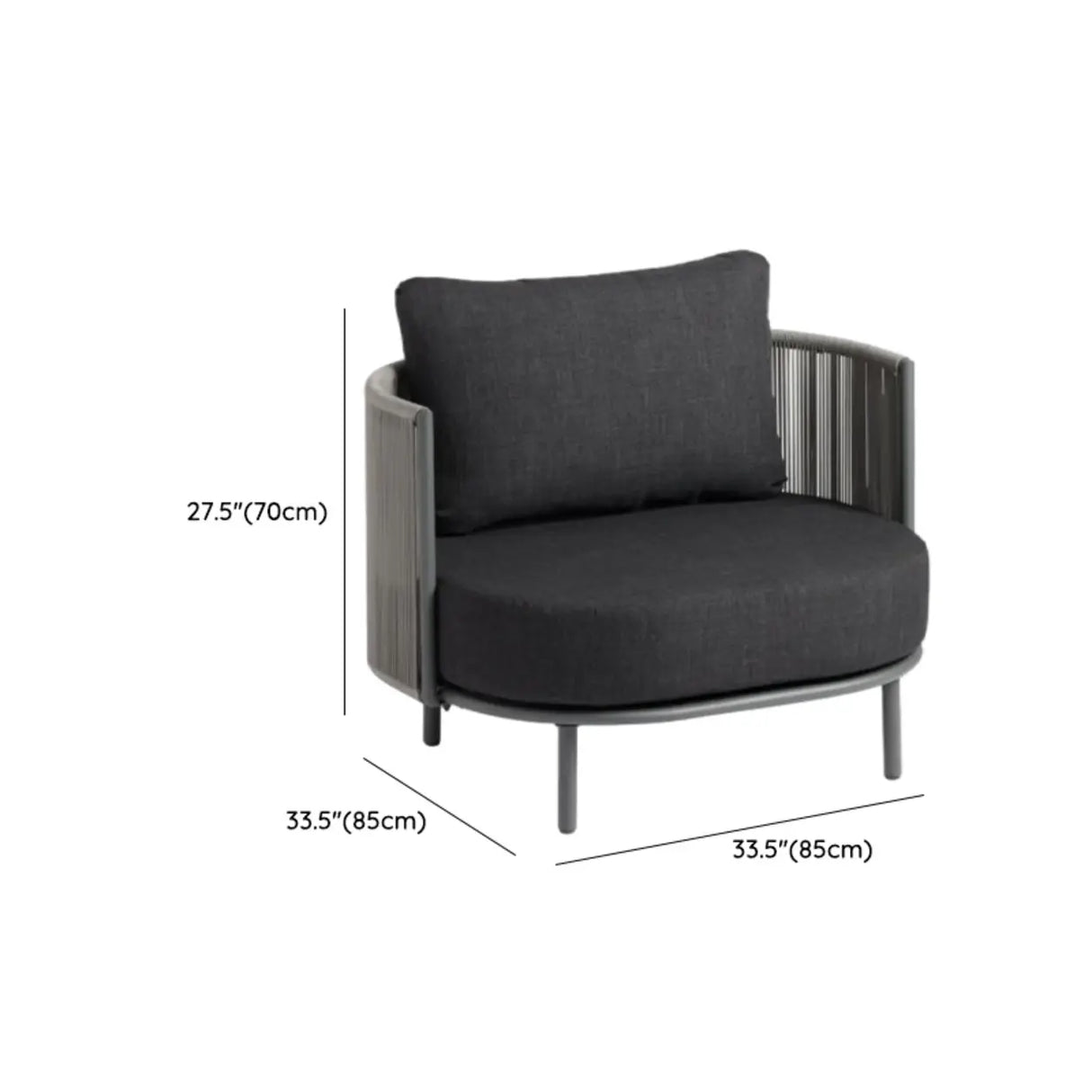 Modern UV Resistant Curved Metal Frame Black Patio Sofa Set 