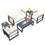 Modern UV Resistant Upholstered White Patio Conversation Set Image - 16