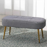 Modern Velvet Ottoman Bench with Gold Metal Legs, Set of 3 Image - 7