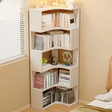 Modern Vertical Corner Natural Wood Display Bookcase Image - 10