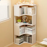 Modern Vertical Corner Natural Wood Display Bookcase Image - 11