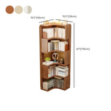 Modern Vertical Corner Natural Wood Display Bookcase #size