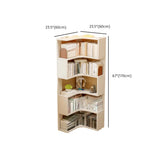 Modern Vertical Corner Natural Wood Display Bookcase Image - 13