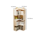 Modern Vertical Corner Natural Wood Display Bookcase Image - 14