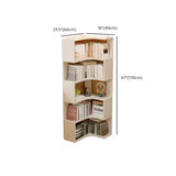 Modern Vertical Corner Natural Wood Display Bookcase Image - 15