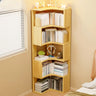 Modern Vertical Corner Natural Wood Display Bookcase Image - 1