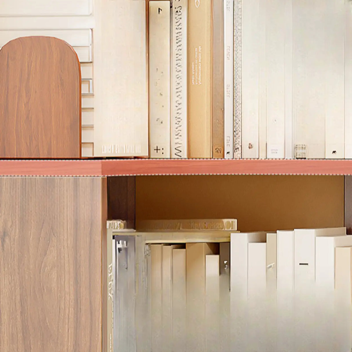 Modern Vertical Corner Natural Wood Display Bookcase Image - 7