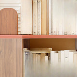 Modern Vertical Corner Natural Wood Display Bookcase Image - 7