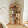 Modern Vertical Corner Storage Open Back Wood Bookcase Image - 12