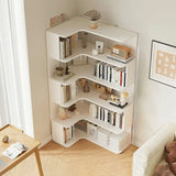 Modern Vertical Corner Storage Open Back Wood Bookcase Image - 13