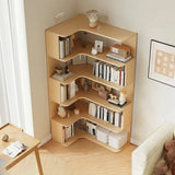 Modern Vertical Corner Storage Open Back Wood Bookcase Image - 21