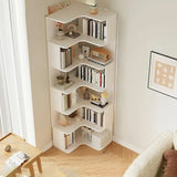 Modern Vertical Corner Storage Open Back Wood Bookcase Image - 22