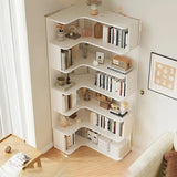 Modern Vertical Corner Storage Open Back Wood Bookcase Image - 27