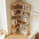 Modern Vertical Corner Storage Open Back Wood Bookcase Image - 31