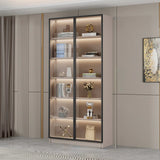 Modern Vertical Glass Cabinets White Wooden Bookcase Image - 15