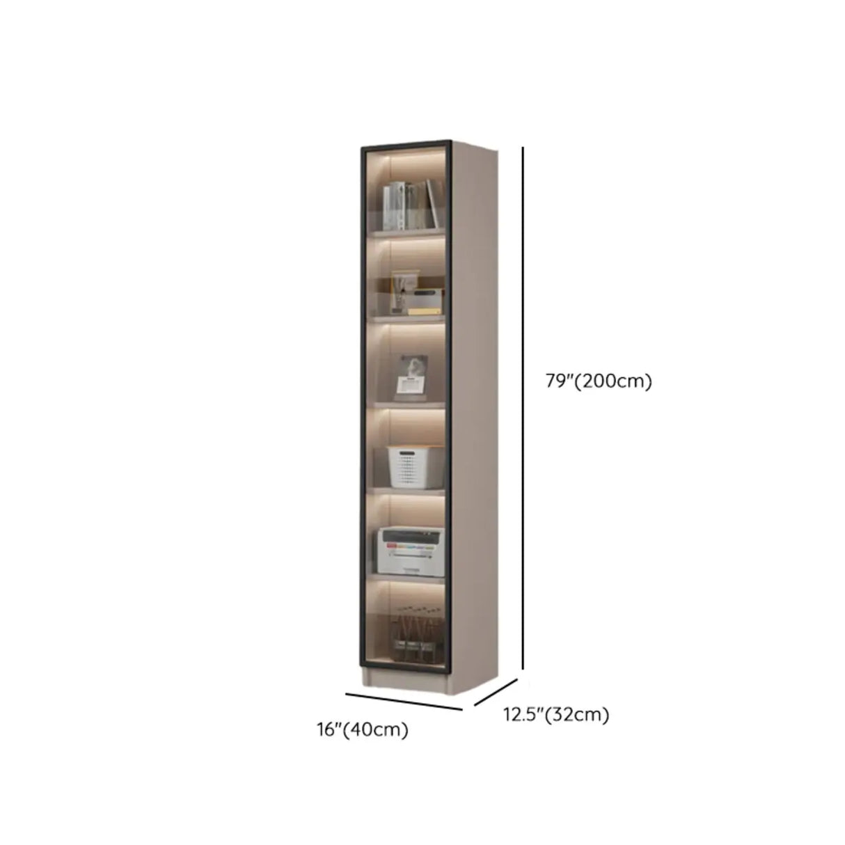 Modern Vertical Glass Cabinets White Wooden Bookcase 