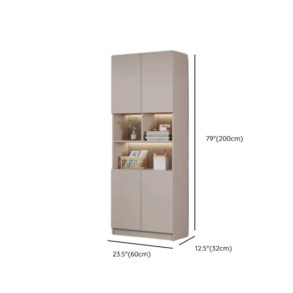 Modern Vertical Glass Cabinets White Wooden Bookcase Image - 20