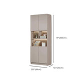 Modern Vertical Glass Cabinets White Wooden Bookcase Image - 20