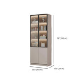 Modern Vertical Glass Cabinets White Wooden Bookcase Image - 21