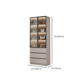 Modern Vertical Glass Cabinets White Wooden Bookcase Image - 23
