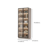 Modern Vertical Glass Cabinets White Wooden Bookcase Image - 24