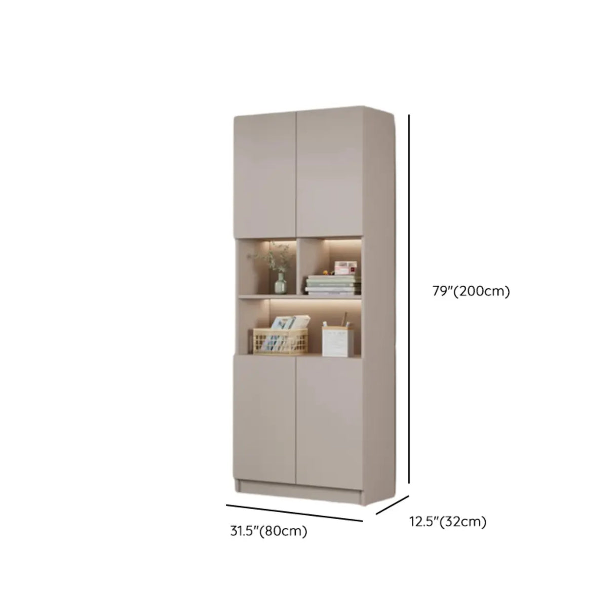 Modern Vertical Glass Cabinets White Wooden Bookcase Image - 25