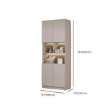 Modern Vertical Glass Cabinets White Wooden Bookcase Image - 25