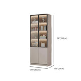 Modern Vertical Glass Cabinets White Wooden Bookcase Image - 26