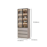 Modern Vertical Glass Cabinets White Wooden Bookcase Image - 28