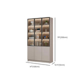 Modern Vertical Glass Cabinets White Wooden Bookcase Image - 31