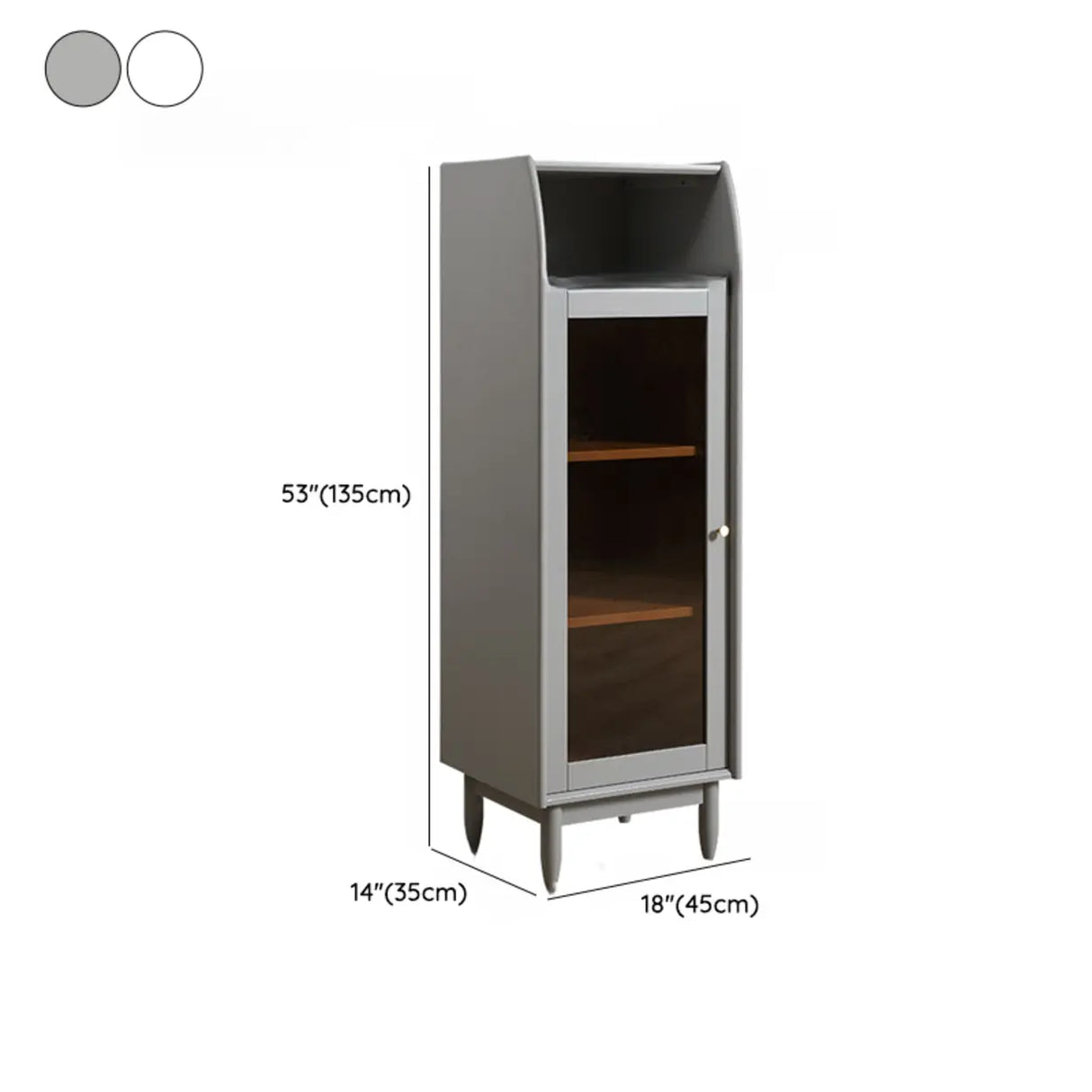 Modern Vertical Gray Wood Rectangle Closed Bookcase Image - 10
