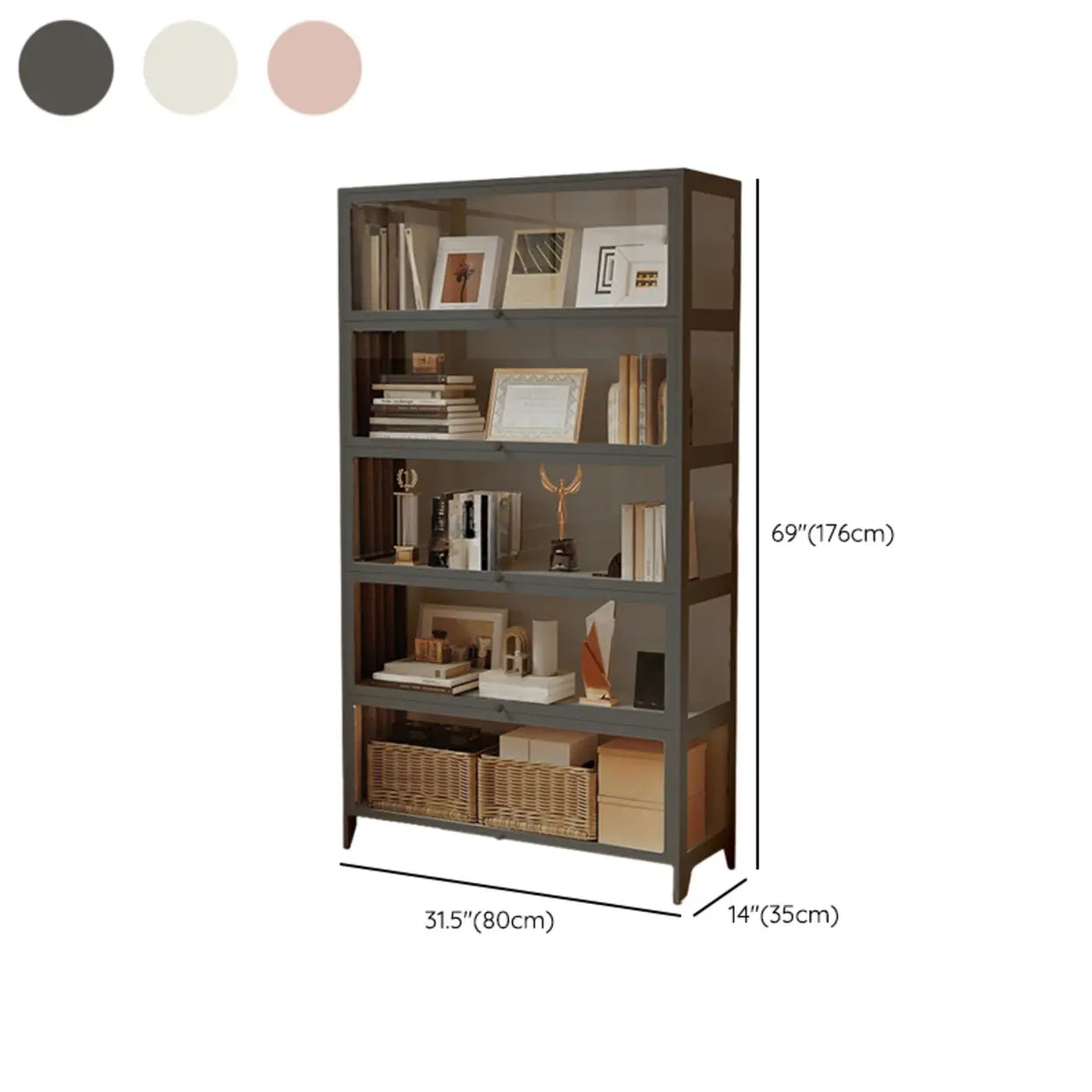 Modern Vertical Metal Standard Barrister Bookcase Large Image - 18