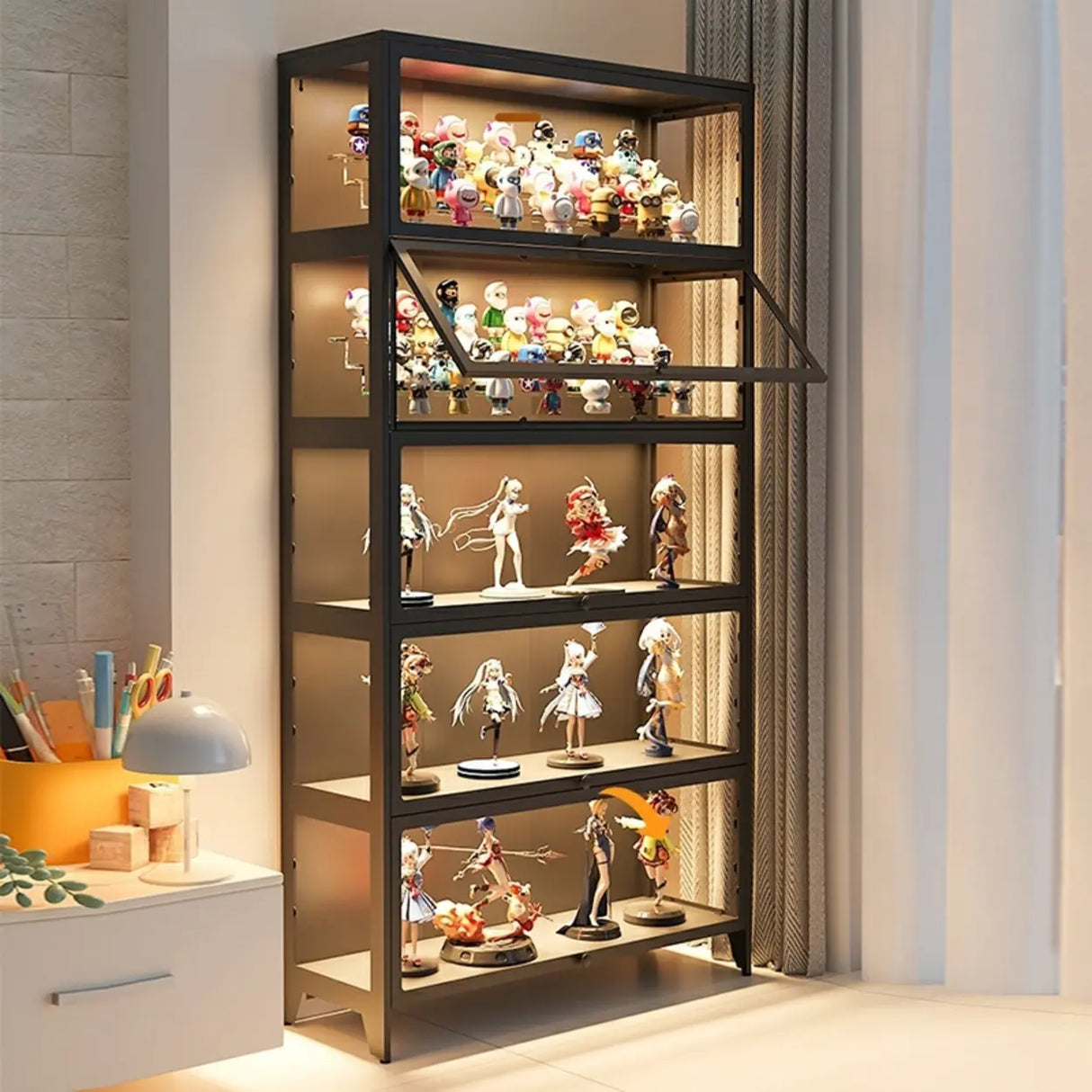 Modern Vertical Metal Standard Barrister Bookcase Large Image - 4