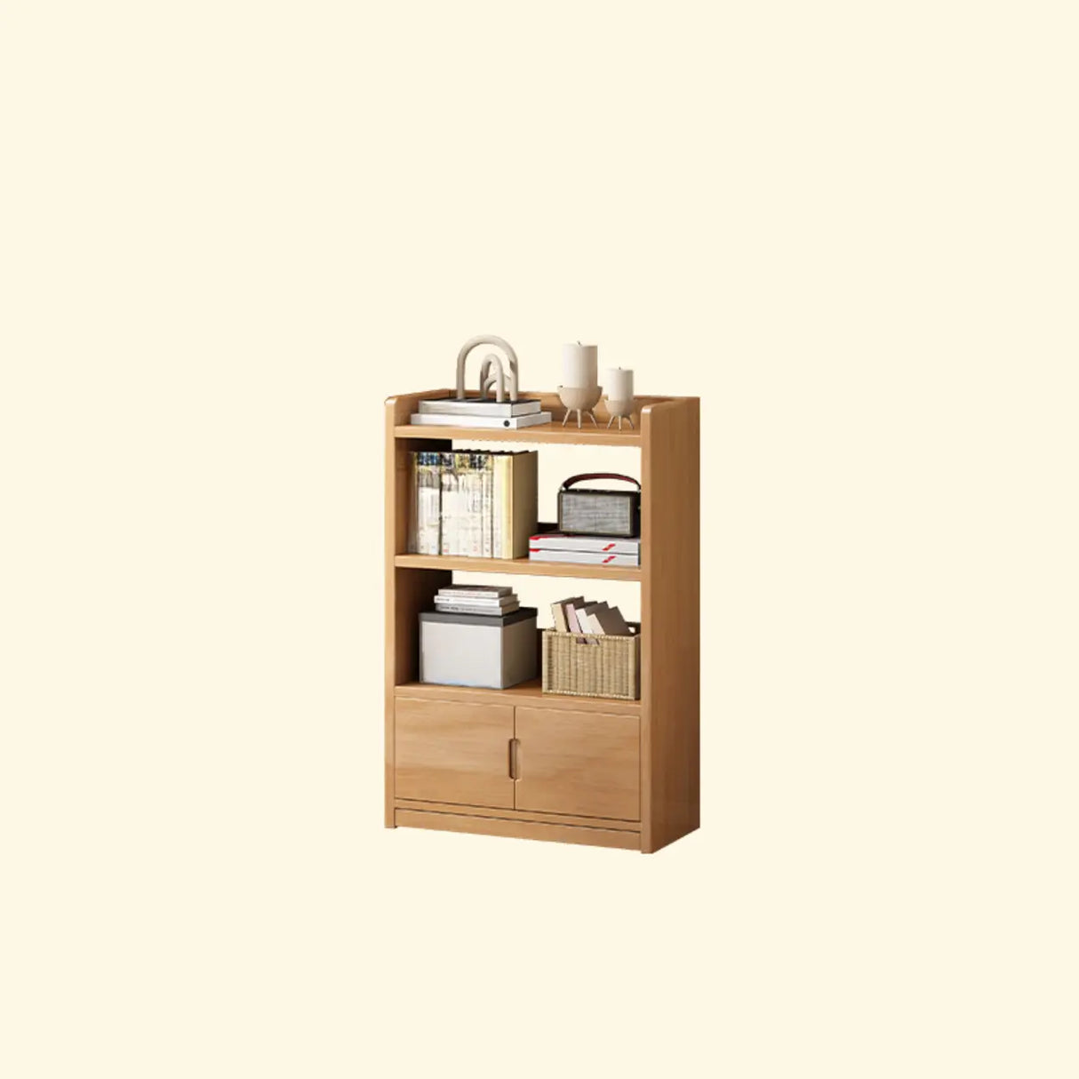 Modern Vertical Open Back Rectangular Wood Bookcase Image - 10