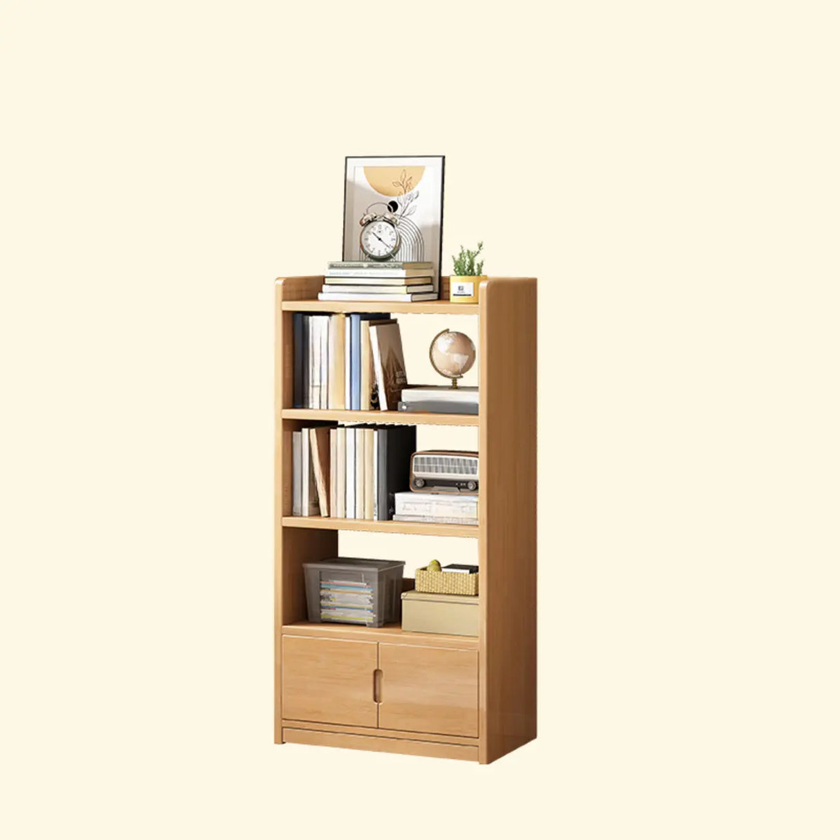 Modern Vertical Open Back Rectangular Wood Bookcase Image - 11