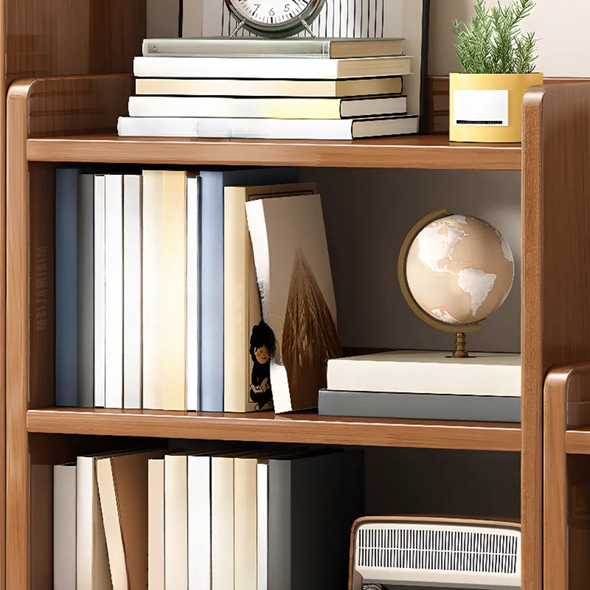 Modern Vertical Open Back Rectangular Wood Bookcase Image - 12