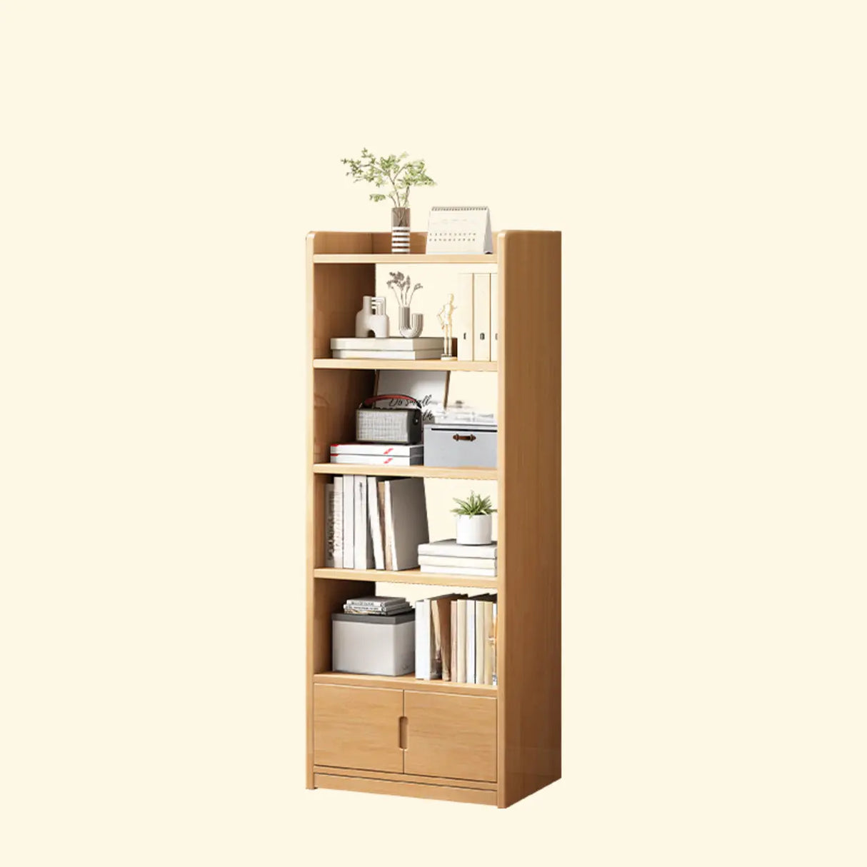 Modern Vertical Open Back Rectangular Wood Bookcase Image - 13