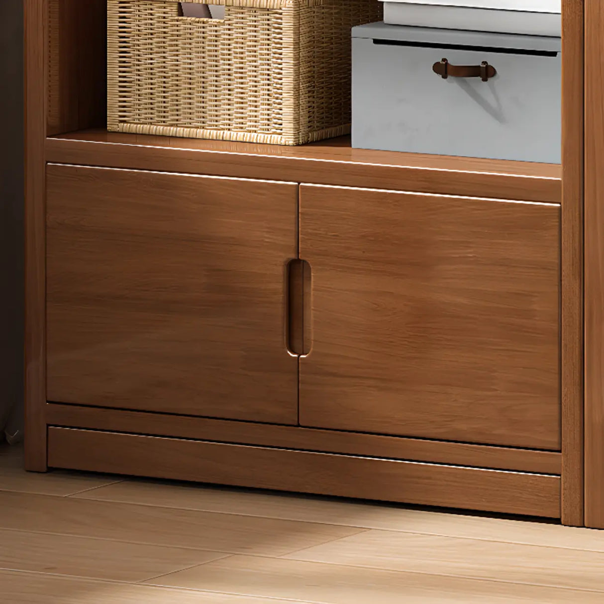 Modern Vertical Open Back Rectangular Wood Bookcase Image - 14
