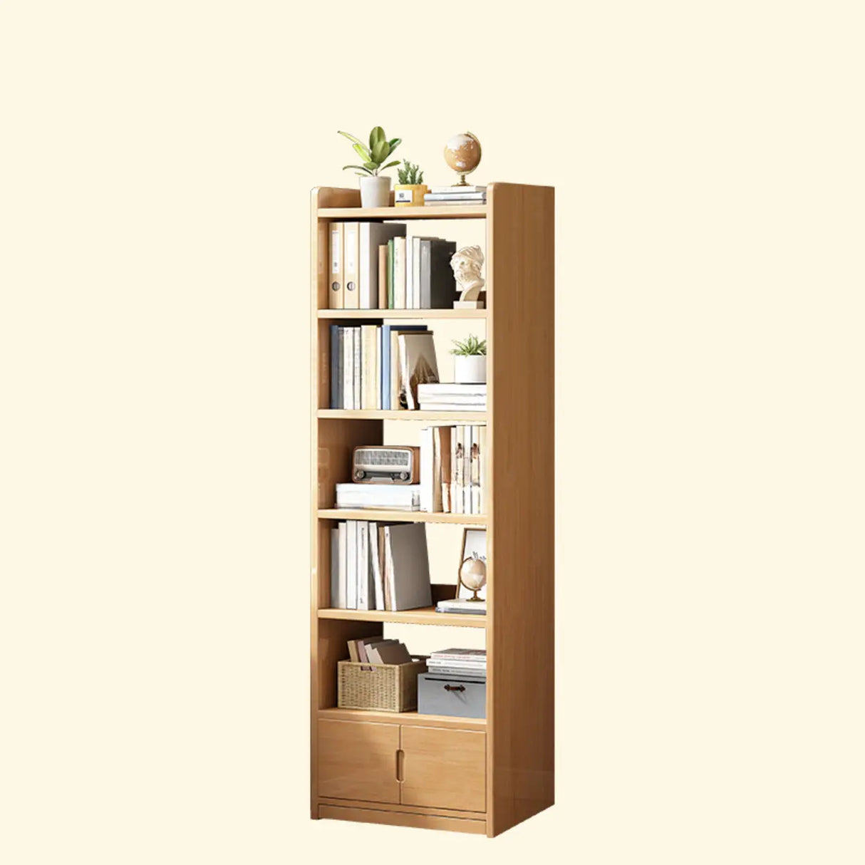 Modern Vertical Open Back Rectangular Wood Bookcase Image - 15