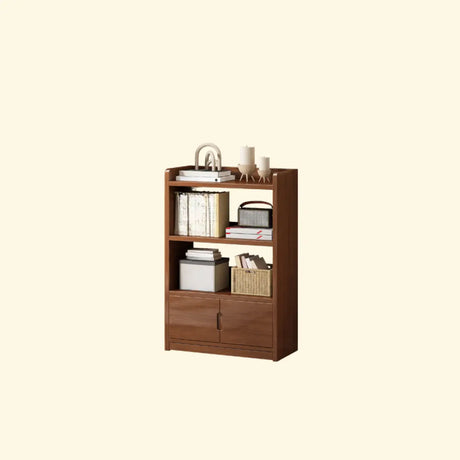 Modern Vertical Open Back Rectangular Wood Bookcase Image - 2