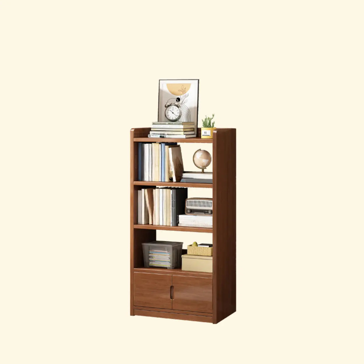 Modern Vertical Open Back Rectangular Wood Bookcase Image - 3