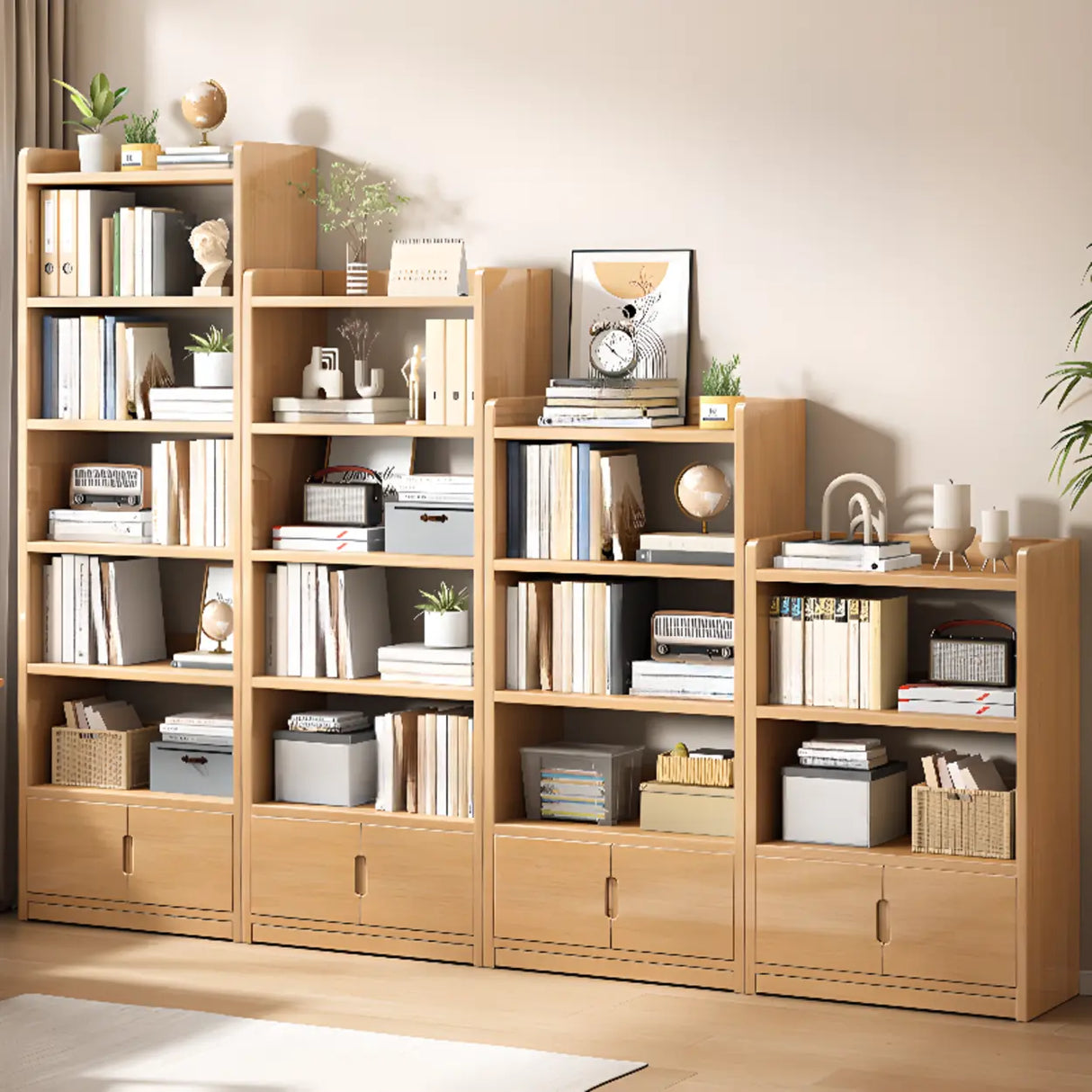 Modern Vertical Open Back Rectangular Wood Bookcase Image - 4