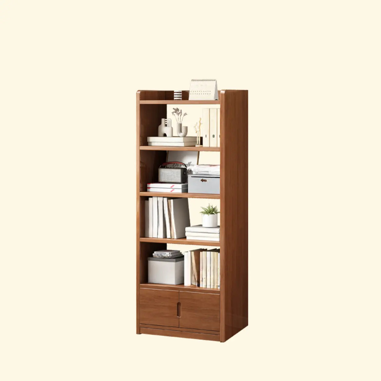 Modern Vertical Open Back Rectangular Wood Bookcase Image - 5