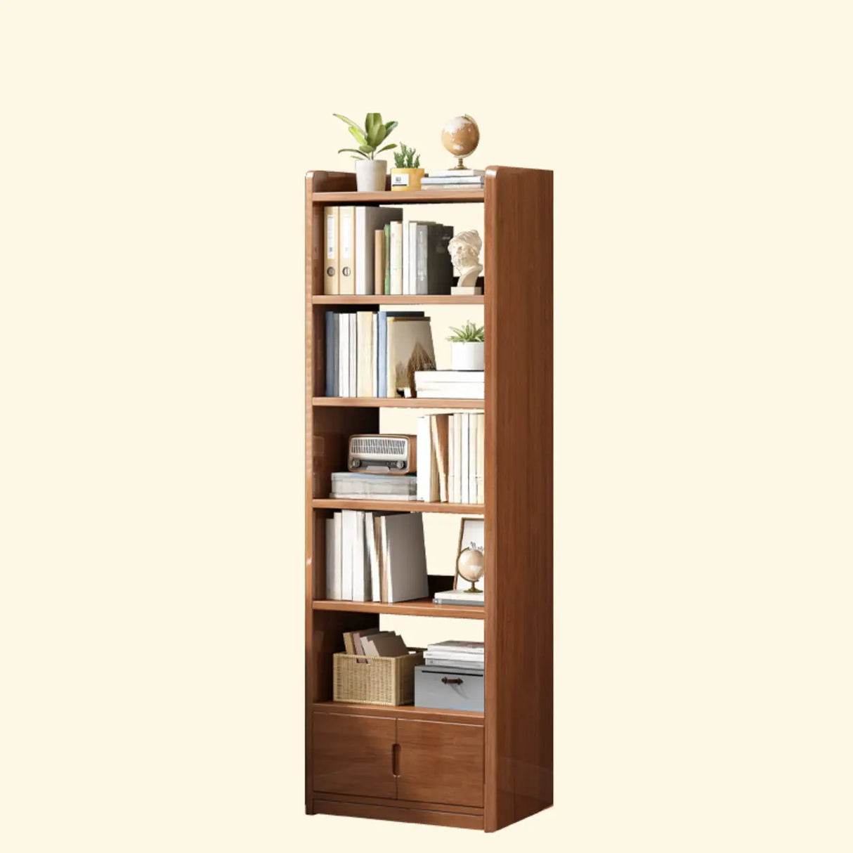 Modern Vertical Open Back Rectangular Wood Bookcase Image - 7