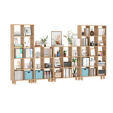 Modern Vertical Open Oak Timber Etagere Tall Bookcase Image - 10