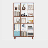 Modern Vertical Open Oak Timber Etagere Tall Bookcase Image - 15