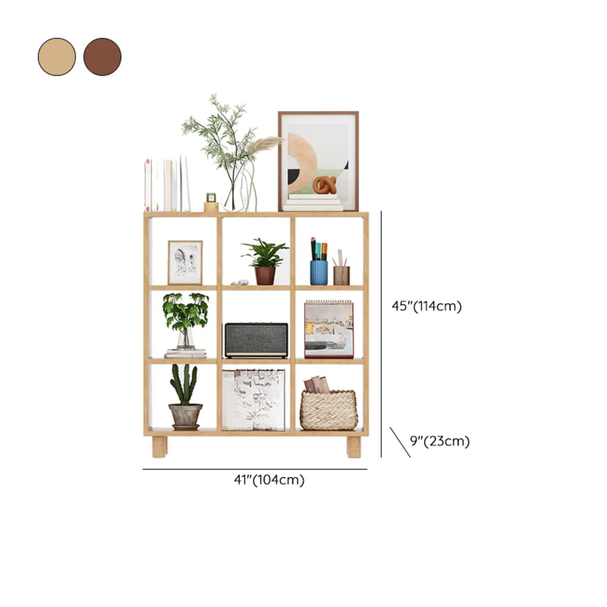 Modern Vertical Open Oak Timber Etagere Tall Bookcase Image - 18