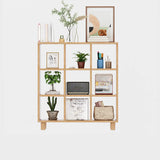 Modern Vertical Open Oak Timber Etagere Tall Bookcase Image - 5